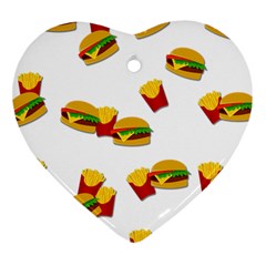 Hamburgers And French Fries  Heart Ornament (two Sides) by Valentinaart