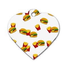Hamburgers And French Fries  Dog Tag Heart (one Side) by Valentinaart
