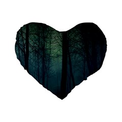 Dark Forest Standard 16  Premium Flano Heart Shape Cushions by Brittlevirginclothing