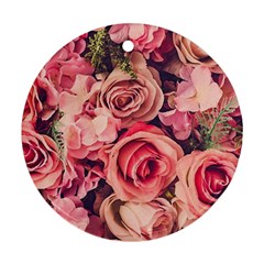 Beautiful Pink Roses Round Ornament (two Sides) by Brittlevirginclothing