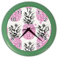 Pink Pineapple Color Wall Clocks by Brittlevirginclothing