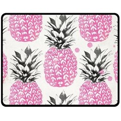 Pink Pineapple Fleece Blanket (medium)  by Brittlevirginclothing