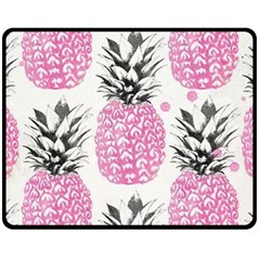 Pink Pineapple Double Sided Fleece Blanket (medium)  by Brittlevirginclothing