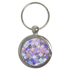 Blue Moroccan Mosaic Key Chains (round)  by Brittlevirginclothing