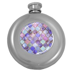 Blue Moroccan Mosaic Round Hip Flask (5 Oz) by Brittlevirginclothing