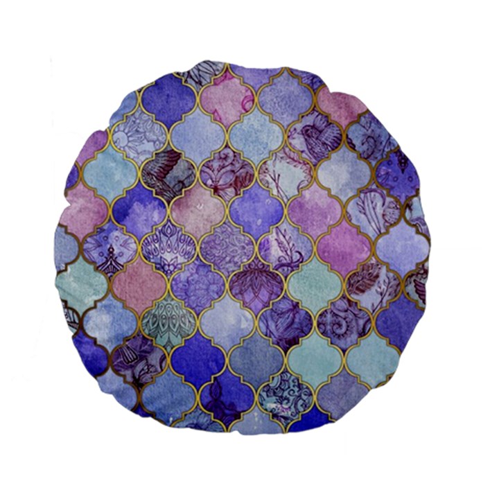 Blue moroccan mosaic Standard 15  Premium Flano Round Cushions