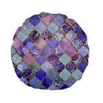 Blue moroccan mosaic Standard 15  Premium Flano Round Cushions Back