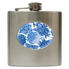 Blue Flower Hip Flask (6 Oz) by Brittlevirginclothing