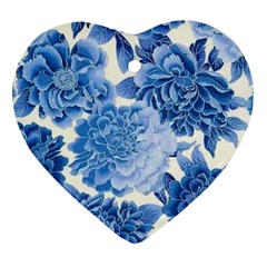 Blue Flower Heart Ornament (two Sides) by Brittlevirginclothing