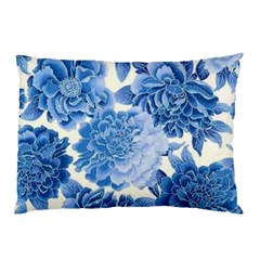 Blue Flower Pillow Case (two Sides) by Brittlevirginclothing