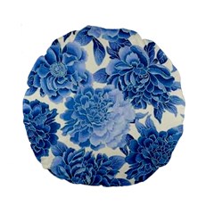 Blue Flower Standard 15  Premium Round Cushions by Brittlevirginclothing