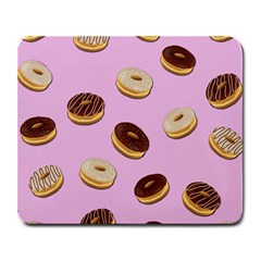 Donuts Pattern - Pink Large Mousepads by Valentinaart