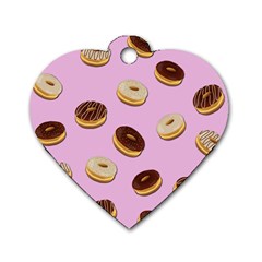 Donuts Pattern - Pink Dog Tag Heart (one Side) by Valentinaart