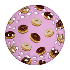 Donuts Pattern - Pink Round Filigree Ornament (two Sides) by Valentinaart