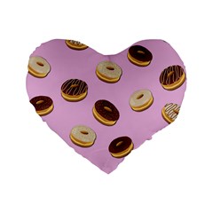 Donuts Pattern - Pink Standard 16  Premium Heart Shape Cushions by Valentinaart