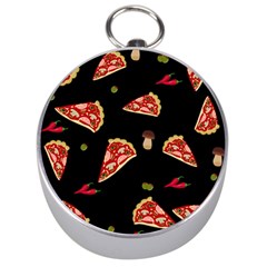 Pizza Slice Patter Silver Compasses by Valentinaart