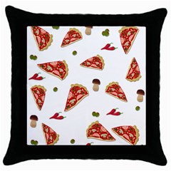 Pizza Pattern Throw Pillow Case (black) by Valentinaart