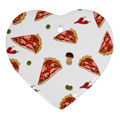 Pizza Pattern Heart Ornament (two Sides) by Valentinaart