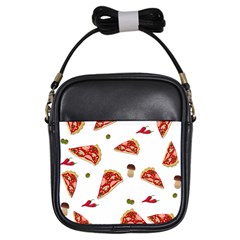 Pizza Pattern Girls Sling Bags by Valentinaart