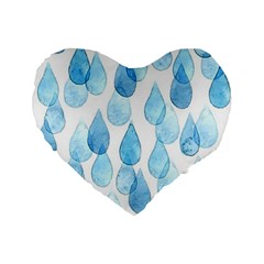 Rain Drops Standard 16  Premium Heart Shape Cushions by Brittlevirginclothing
