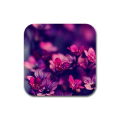 Blurry Flowers Rubber Square Coaster (4 Pack)  by Brittlevirginclothing