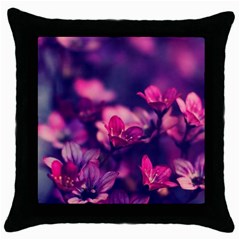 Blurry Flowers Throw Pillow Case (black) by Brittlevirginclothing