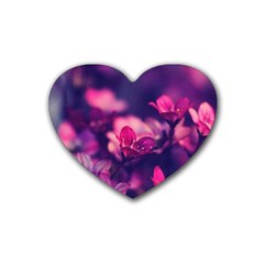 Blurry Flowers Rubber Coaster (heart)  by Brittlevirginclothing