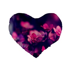 Blurry Flowers Standard 16  Premium Flano Heart Shape Cushions by Brittlevirginclothing