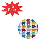 Cute Colorful Elephants 1  Mini Buttons (10 Pack)  by Brittlevirginclothing