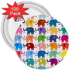 Cute Colorful Elephants 3  Buttons (100 Pack)  by Brittlevirginclothing