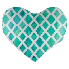 Blue Mosaic Large 19  Premium Heart Shape Cushions by Brittlevirginclothing