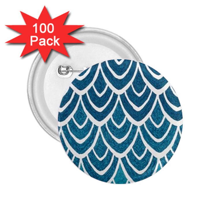 Blue fish scale 2.25  Buttons (100 pack) 