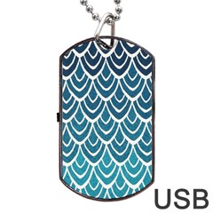 Blue Fish Scale Dog Tag Usb Flash (one Side) by Brittlevirginclothing