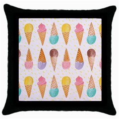 Cute Ice Cream Throw Pillow Case (black) by Brittlevirginclothing