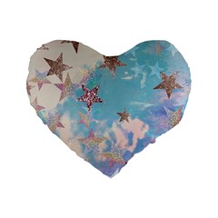 Pastel Stars Standard 16  Premium Heart Shape Cushions by Brittlevirginclothing