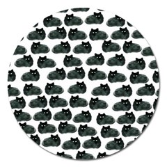 Black Cat Magnet 5  (round) by Brittlevirginclothing