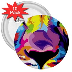 Colorful Lion 3  Buttons (10 Pack)  by Brittlevirginclothing