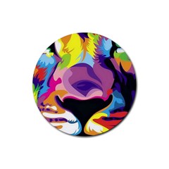 Colorful Lion Rubber Round Coaster (4 Pack)  by Brittlevirginclothing