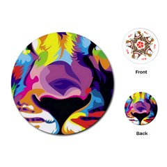 Colorful Lion Playing Cards (round)  by Brittlevirginclothing