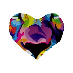 Colorful Lion Standard 16  Premium Flano Heart Shape Cushions by Brittlevirginclothing