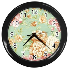 Vintage Pastel Flower Wall Clocks (black) by Brittlevirginclothing