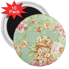 Vintage Pastel Flower 3  Magnets (10 Pack)  by Brittlevirginclothing