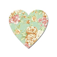 Vintage Pastel Flower Heart Magnet by Brittlevirginclothing