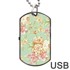 Vintage Pastel Flower Dog Tag Usb Flash (one Side) by Brittlevirginclothing