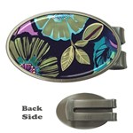 Dark lila flower Money Clips (Oval)  Front