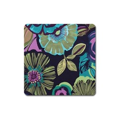 Dark Lila Flower Square Magnet by Brittlevirginclothing