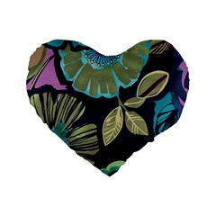 Dark Lila Flower Standard 16  Premium Heart Shape Cushions by Brittlevirginclothing