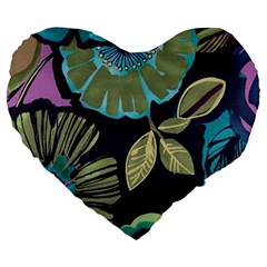 Dark Lila Flower Large 19  Premium Heart Shape Cushions by Brittlevirginclothing