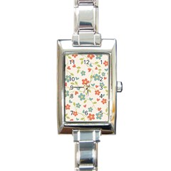 Abstract Vintage Flower Floral Pattern Rectangle Italian Charm Watch