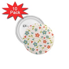 Abstract Vintage Flower Floral Pattern 1 75  Buttons (10 Pack)